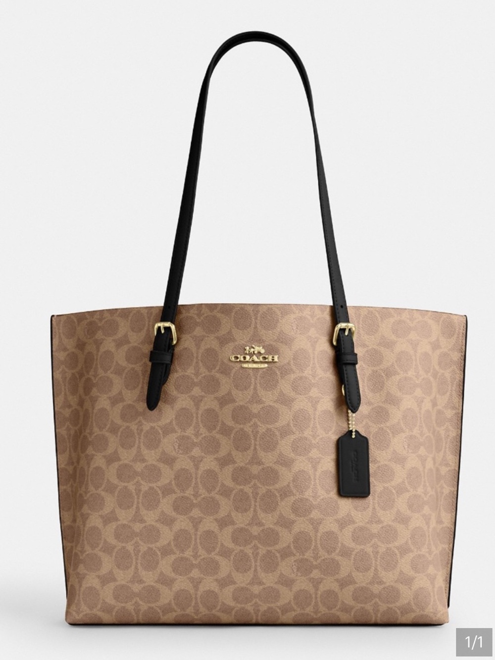 Coach Signature Canvas Tote Bag in Tan/Black